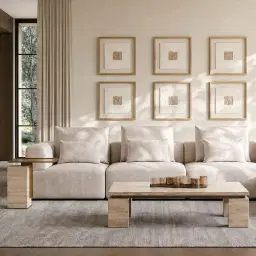 Riviera III Powder White Chenille Fabric Sofa - Armless Seat