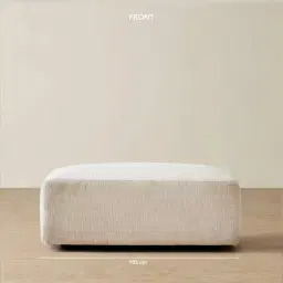 Riviera III Powder White Chenille Fabric Sofa - Rectangular Ottoman