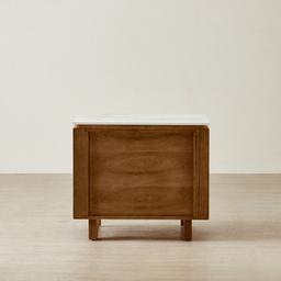 Portobello II Toffee Brown Ash Veneer Bedside Table - Pandora Brown Sintered Stone Top