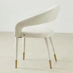 Moulin Fusion Grey Woven Fabric Dining Chair - Champagne Gold Legs