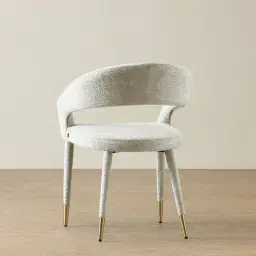 Moulin Fusion Grey Woven Fabric Dining Chair - Champagne Gold Legs