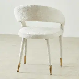 Moulin Fusion Grey Woven Fabric Dining Chair - Champagne Gold Legs