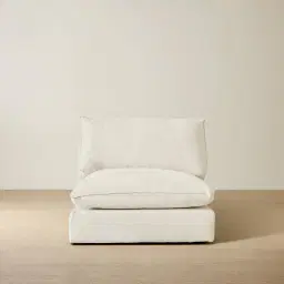 Macie Lite Chiffon White Fabric Modular Sofa - Armless