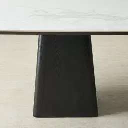 Dunstan Black Ash Veneer Rectangular Dining Table with Statuario White Sintered Stone Top - 240x120cm