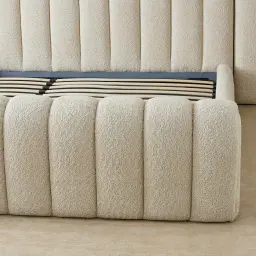 Gabriella Stone Cream Fabric Queen Bed