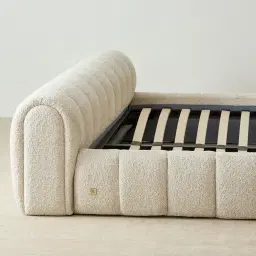 Gabriella Stone Cream Fabric Queen Bed