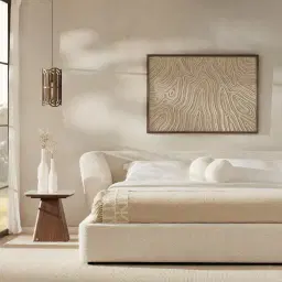 Antonella Stone Cream Fabric Queen Bed