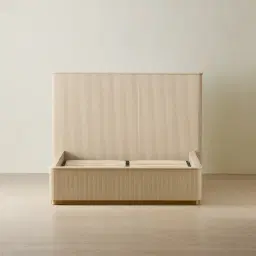 San Pierre Beige Painted Wooden Double Bed