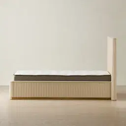 San Pierre Beige Painted Wooden Double Bed
