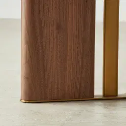Sir Lionell II Gliding White Sintered Stone Round Dining Table - Walnut Brown Wooden Legs 120cm