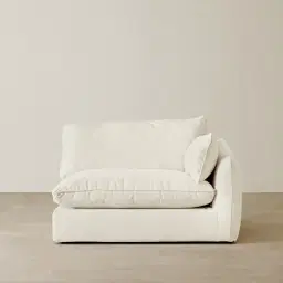 Macie Chiffon White Fabric Modular Sofa - Right Arm