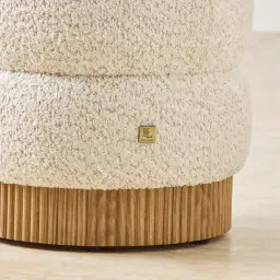 Pixie Stone Cream Kids Play Stool in Light Brown Ash Base
