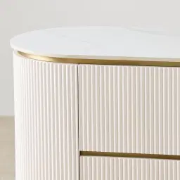 Archie Cream Wooden 6-Drawer Dresser with White Sintered Stone Top