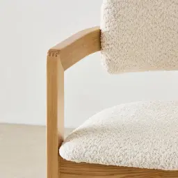 Desmond Stone Cream Fabric Counter Stool - Light Brown Ash Legs