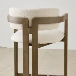 Desmond Chantilly White Fabric Counter Stool - Medium Brown Ash Legs
