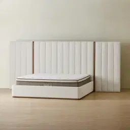 Summerton Stone White Fabric Queen Bed - Toffee Brown Ash