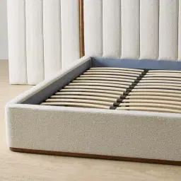 Summerton Stone White Fabric Queen Bed - Toffee Brown Ash