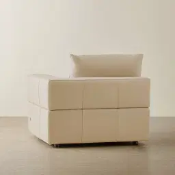 Riviera Almond Cream Leather Sofa - Right Seat
