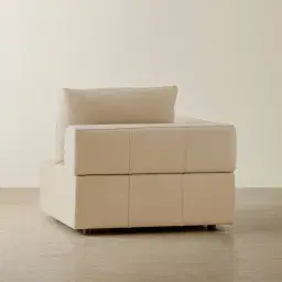 Riviera Almond Cream Leather Sofa - Left Seat