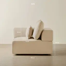 Riviera Almond Cream Leather Sofa - Left Seat