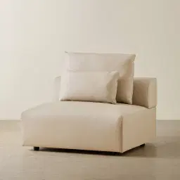 Riviera Almond Cream Leather Sofa - Armless Seat