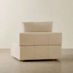 Riviera Almond Cream Leather Sofa - Armless Seat