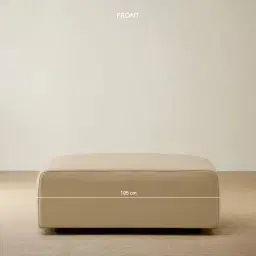 Riviera Almond Cream Leather Sofa - Rectangular Ottoman