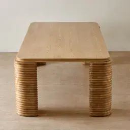 Ophelia Light Brown Ash Veneer Curved Dining Table