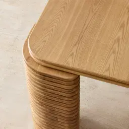 Ophelia Light Brown Ash Veneer Curved Dining Table