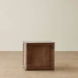 Ophelia Smoky Walnut Veneer Curved Bedside Table