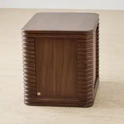 Ophelia Smoky Walnut Veneer Curved Bedside Table