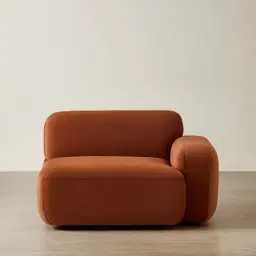 Capri Copper Brown Velveteen Modular 1 Seater Right Arm