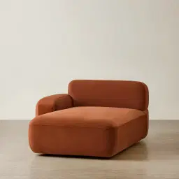 Capri Copper Brown Velveteen Modular Left Chaise