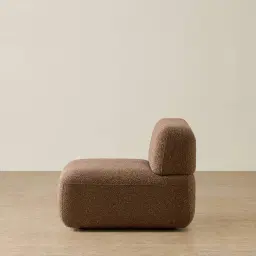 Capri Earth Brown Woven Fabric Modular 1 Seater Armless
