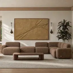 Capri Earth Brown Woven Fabric Modular Ottoman