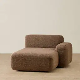 Capri Earth Brown Woven Fabric Modular Right Chaise