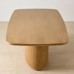 Terra Linea Light Brown Ash Veneer Single Leg Rectangular Dining Table - 240cm x 120cm