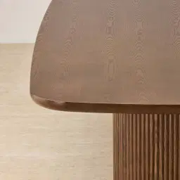 Terra Linea Amber Brown Ash Veneer Two - Round Leg Rectangular Dining Table - 240cm x 120cm