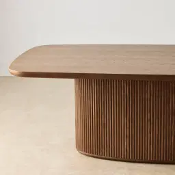 Terra Linea Amber Brown Ash Veneer Single Leg Rectangular Dining Table - 240cm x 120cm