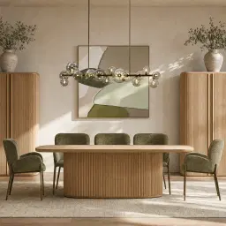 Terra Linea Amber Brown Ash Veneer Single Leg Rectangular Dining Table - 240cm x 120cm