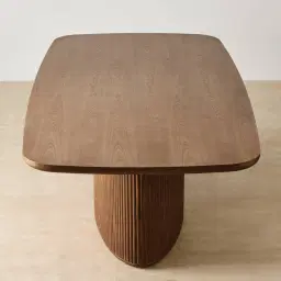 Terra Linea Amber Brown Ash Veneer Single Leg Rectangular Dining Table - 240cm x 120cm