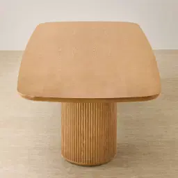 Terra Linea Light Brown Ash Veneer Two - Round Leg Rectangular Dining Table - 240cm x 120cm