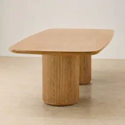 Terra Linea Light Brown Ash Veneer Two - Round Leg Rectangular Dining Table - 240cm x 120cm
