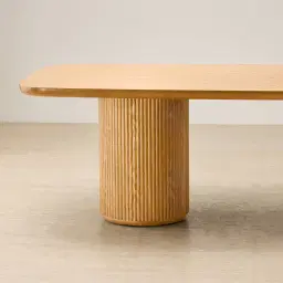 Terra Linea Light Brown Ash Veneer Two - Round Leg Rectangular Dining Table - 240cm x 120cm