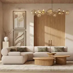 Terra Linea Light Brown Ash Veneer High Triangular Coffee Table - 90cm