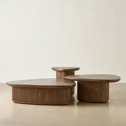 Terra Linea Amber Brown Ash Veneer Low Triangular Coffee Table - 110cm