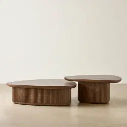 Terra Linea Amber Brown Ash Veneer Low Triangular Coffee Table - 110cm