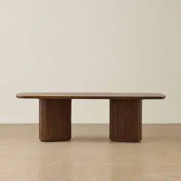 Terra Linea Amber Brown Ash Veneer Two- Triangular Leg Rectangular Dining Table - 240cm x 120cm