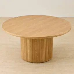 Terra Linea Light Brown Ash Veneer Round Dining Table - Single Leg 150cm