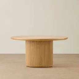 Terra Linea Light Brown Ash Veneer Round Dining Table - Single Leg 150cm